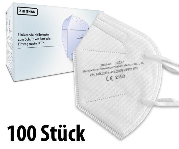 100 Stück FFP2 Atemschutz Masken 5-lagig mit CE-Zulassung - Zhishan Medical