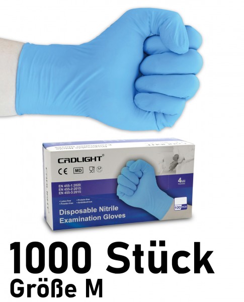 1000 Stück - Nitril Einweghandschuhe - blau - Größe M