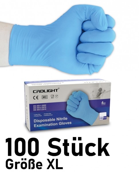 100 Stück - Nitril Einweghandschuhe - blau - Größe XL