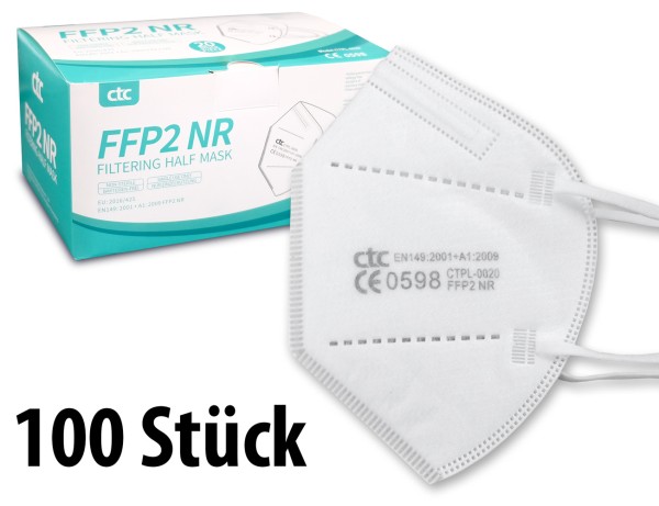 100 Stück FFP2 Atemschutz Masken 5-lagig mit CE-Zulassung - CTC (einzeln verpackt)