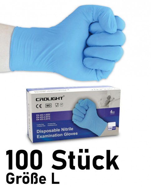100 Stück - Nitril Einweghandschuhe - blau - Größe L