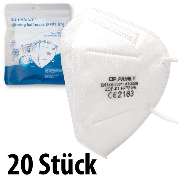 20 Stück FFP2 Atemschutz Masken 5-lagig mit CE-Zulassung - Dr. Family
