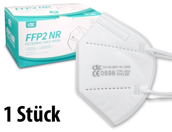 1 Stück FFP2 Atemschutz Masken 5-lagig mit CE-Zulassung - CTC (einzeln verpackt)