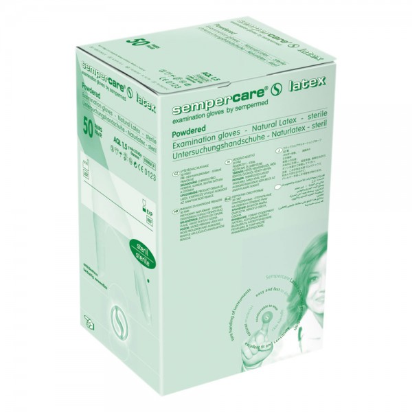 Sempercare Untersuchungshandschuhe - steril verpackt - gepudert Größe S - Naturlatex - 50er Pack