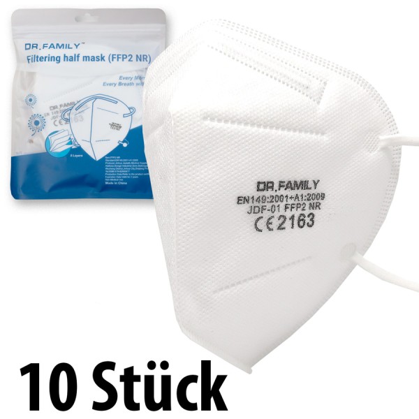 10 Stück FFP2 Atemschutz Masken 5-lagig mit CE-Zulassung - Dr. Family