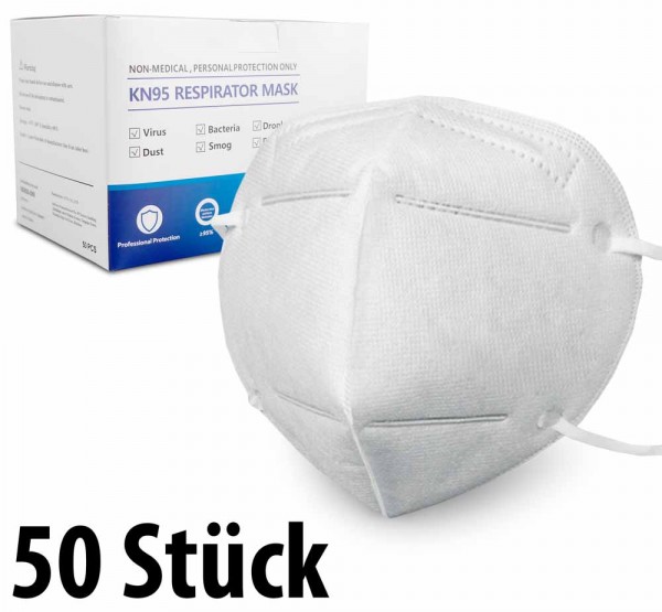 Mundschutzmasken KN95 Masken 50 Stück - anpassbaren Nasenbügel - CTT.CO Ltd - (in 10er Packs)