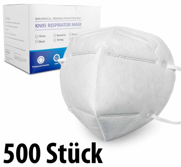 Mundschutzmasken KN95 Masken 500 Stück - anpassbaren Nasenbügel - CTT.CO Ltd - (in 10er Packs)