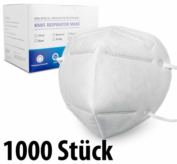 Mundschutzmasken KN95 Masken 1000 Stück - anpassbaren Nasenbügel - CTT.CO Ltd - (in 10er Packs)